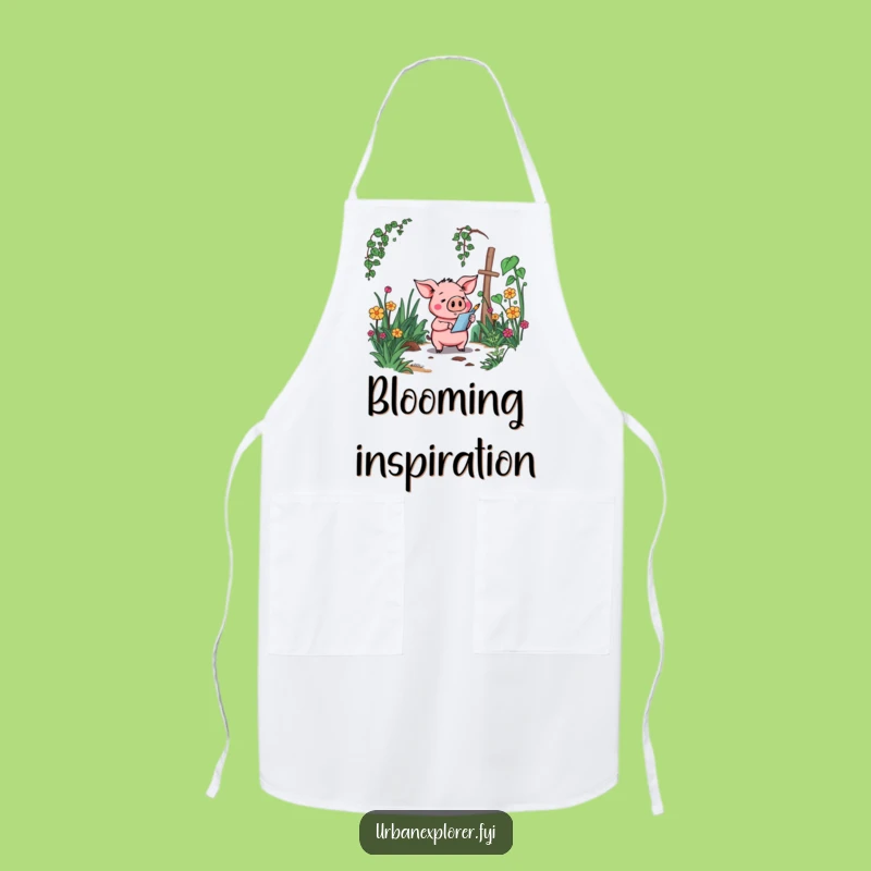 Funny Pig Gardener Apron: Overgrown Garden Style, a Kitchen Humor Gift
