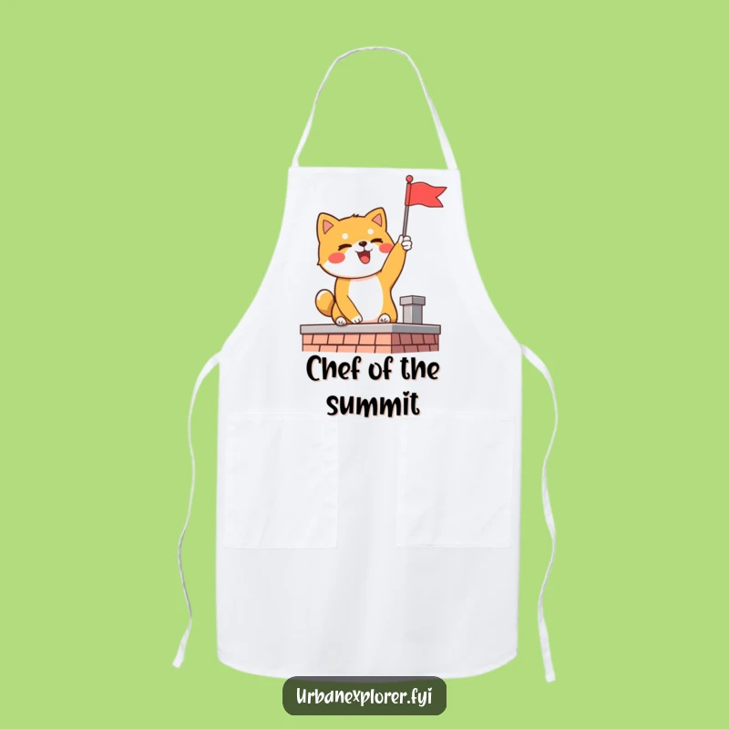 Funny Shiba Inu Flag Apron: Chef's Triumph with a Delighted Dog, Perfect Funny Kitchen Gift