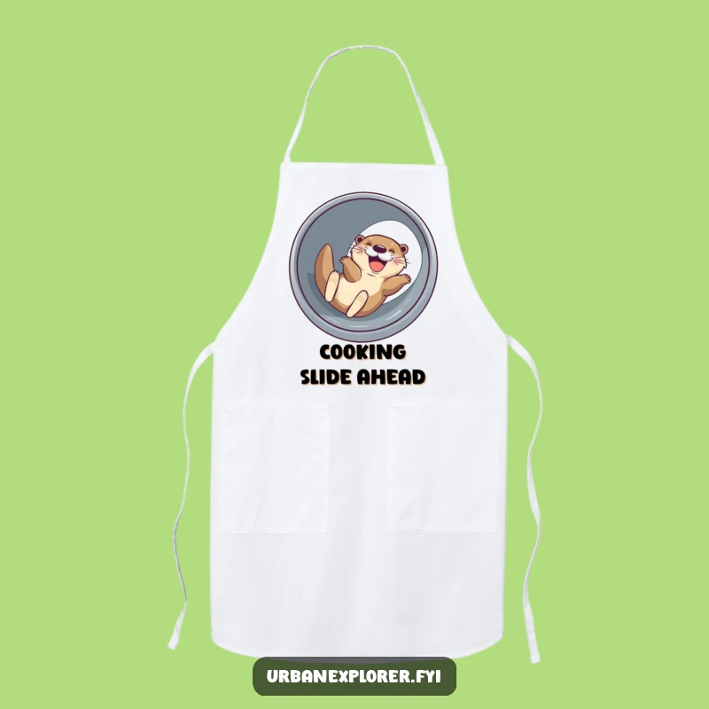 Funny Otter Drainage Pipe Apron: Joyful Chef's Sliding Gift!