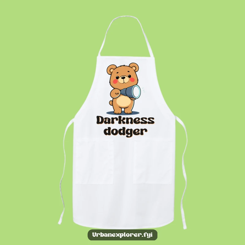 Funny Chibi Bear Flashlight Apron: Cook Up Some Laughs in the Kitchen!