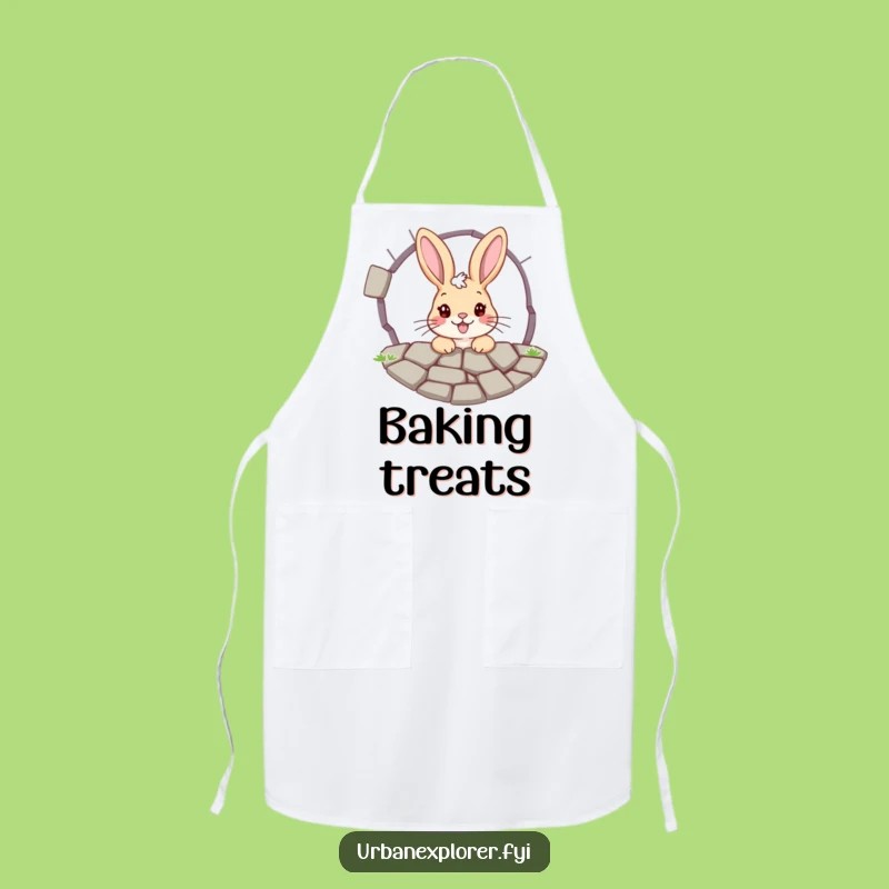 Funny Bunny Pavement Grate Apron - Cook with Curiosity & Cheerful Style