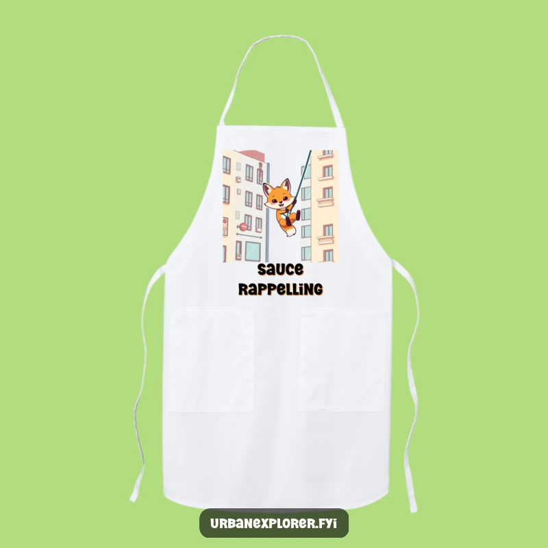 Funny Fox Rappel Apron - Humorous Gift for the Daring Chef