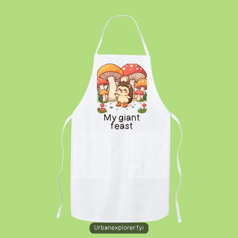Funny Hedgehog Mushroom Apron: Whimsical Chef's Style, Practical Funny Gift!