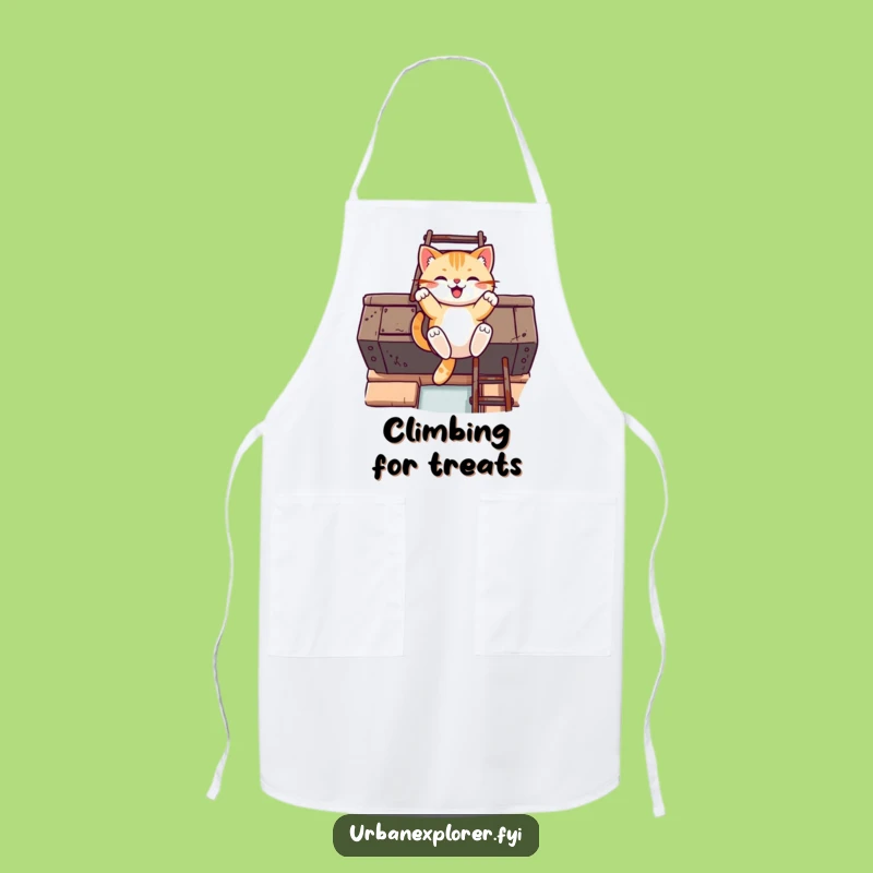 Funny Kawaii Cat Fire Escape Apron: Kitchen Urban Fun, Chef's Cat Gift