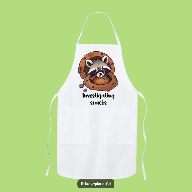 Funny Kawaii Raccoon Investigator Apron - Cute Kitchen Detective Bib