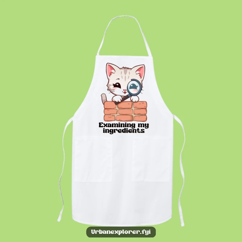 Funny Kitten Magnifying Glass Apron: Investigate Your Recipes Gift Idea