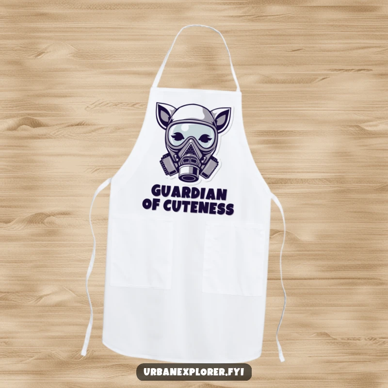 Funny gas mask apron, cute animal ears, stylized kitchen wear, humorous chef accessory, gift for foodie.