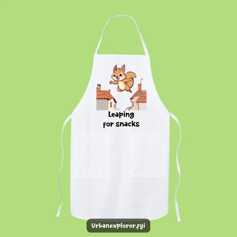 Funny Squirrel Rooftop Apron - Humorous Gift for the Ambitious Cook
