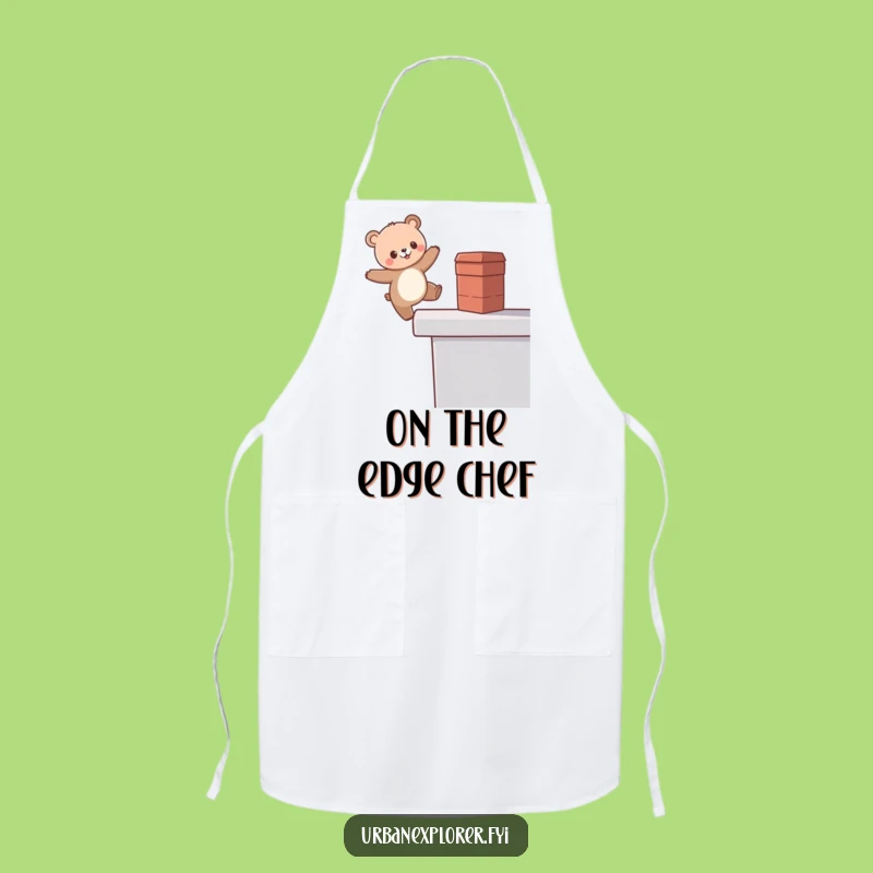 Funny Kawaii Bear Apron: Cute Rooftop Balance Kitchen Apron, Perfect Funny Gift