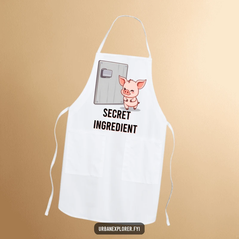 Funny Piglet Apron: Piglet tiptoeing past a padlock with a wink, adding humor and mischief to cooking and kitchen tasks.