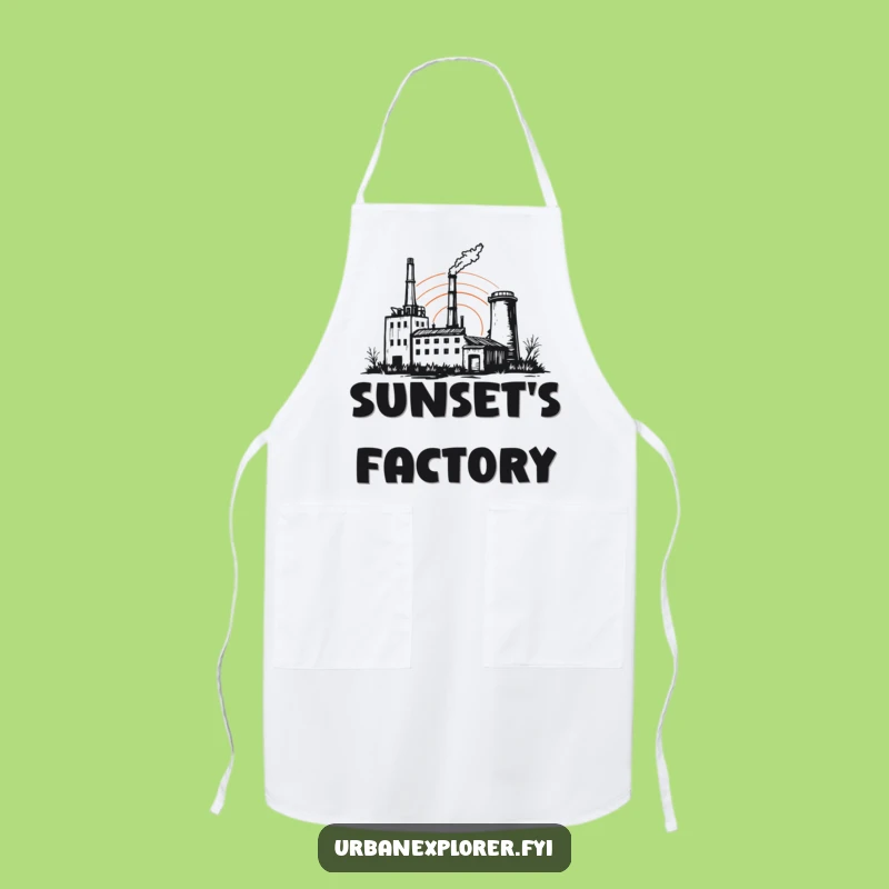 Funny Abandoned Factory Sunset Apron: Artistic Chef Wear for Creative Cooks