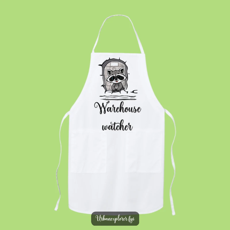 Funny Raccoon Warehouse Chef Apron - Humorous Kitchen Intrigue