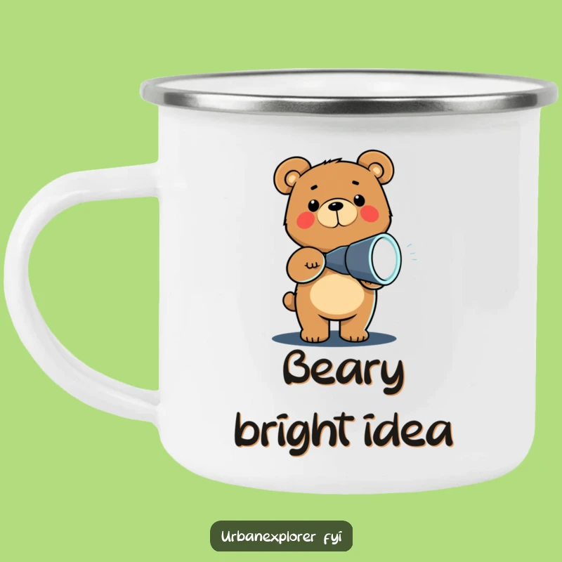 Adventurous Funny Chibi Bear Flashlight Camping Mug: Your Go-To for Campfire Laughs!