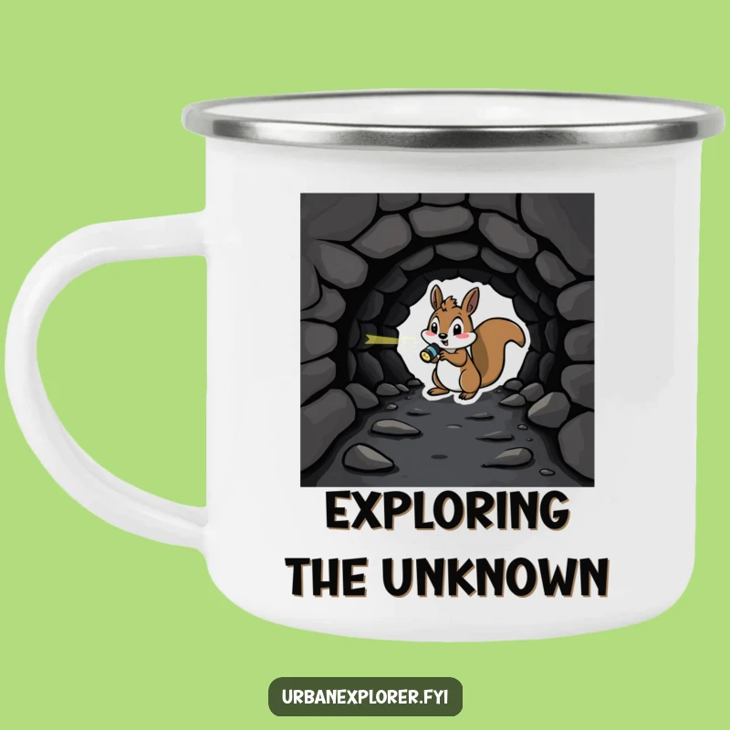 Funny Squirrel Flashlight Camping Mug - Rugged Humor for Dark Trails
