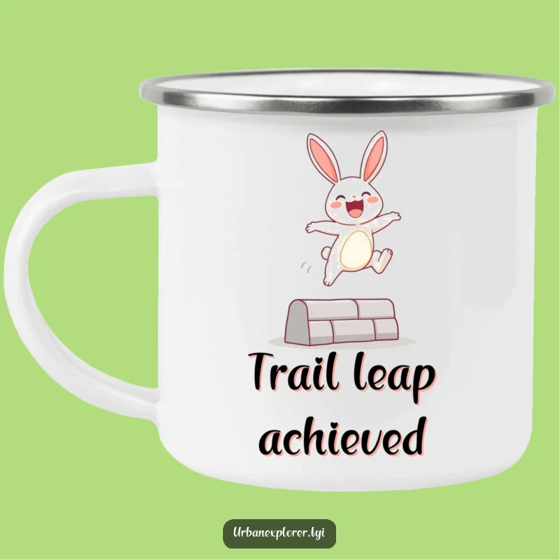 Funny Bunny Leap Camping Mug: Adventure Ready with Joyful Spirit Gift