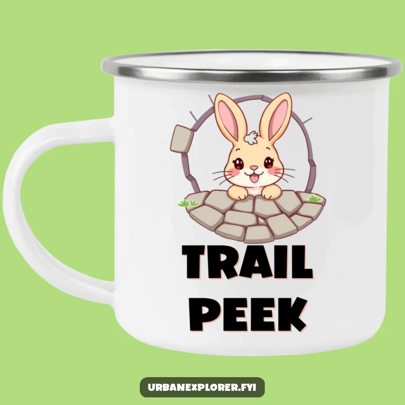 Funny Bunny Pavement Grate Camping Mug - Sip Your Curiosity with Whimsical Flair