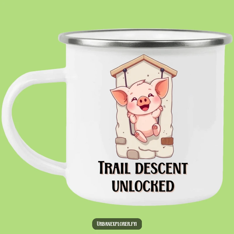 Funny Giggling Piglet Rappelling Camping Mug - Adventure Fuel Holder