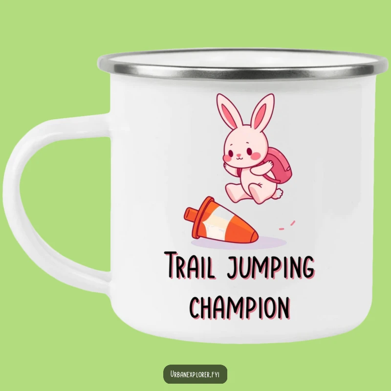 Funny Pink Bunny Traffic Cone Jump Camping Mug - Durable Jumper Cup