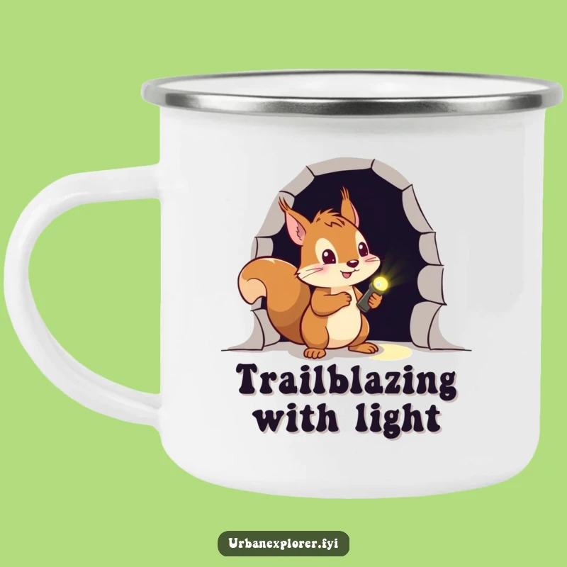 Funny Squirrel Explorer Camping Mug: Brave Drinkware with Flashlight, Perfect Outdoor Funny Gift