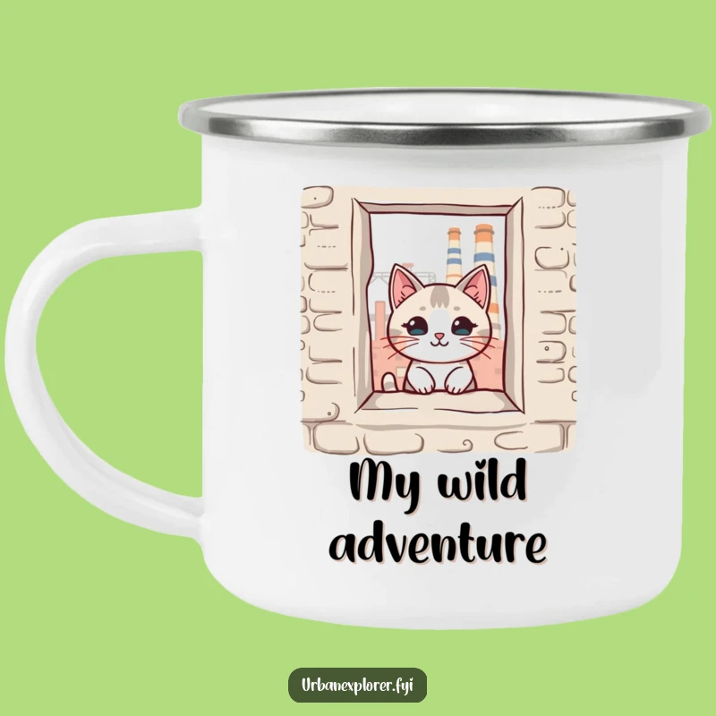 Funny Kawaii Cat Camp Mug - Durable & Hilarious Outdoor Adventure Cup