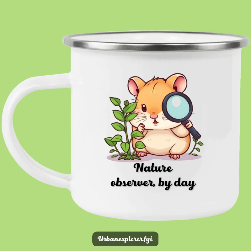 Funny Hamster Magnifying Glass Camping Mug: Tiny Investigator's Outdoor Mug