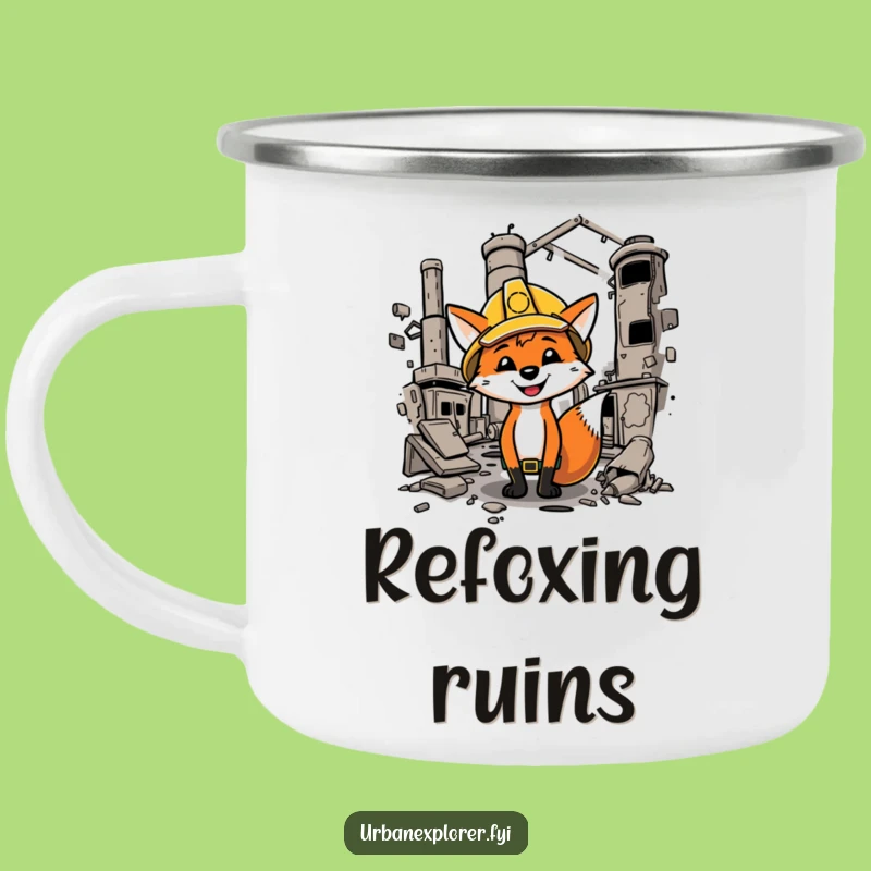 Funny Fox Hard Hat Camping Mug - Rugged Humor for Outdoor Fun