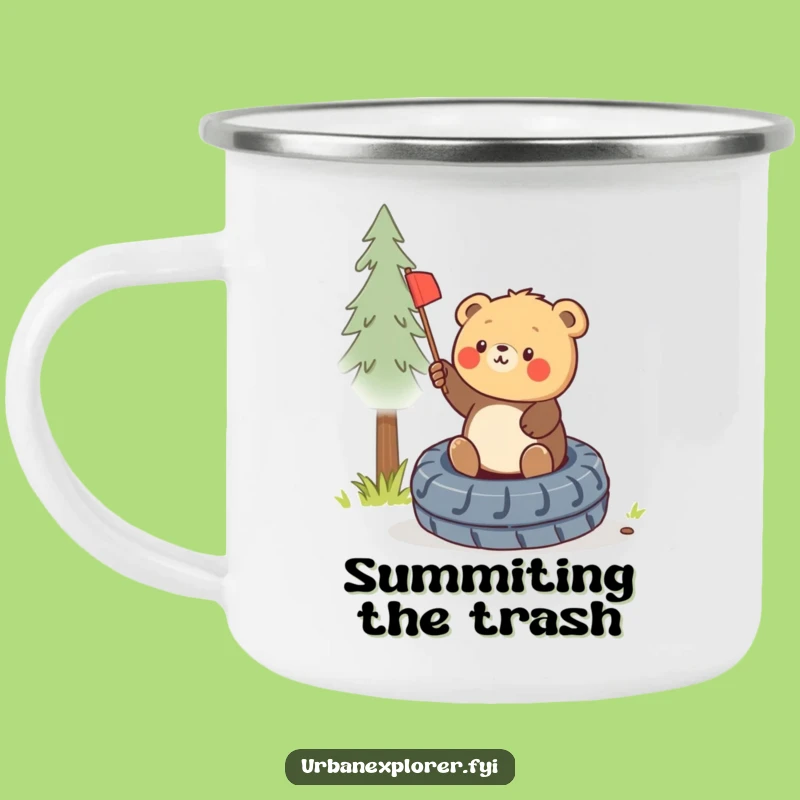 Funny Bear Cub Flag Camping Mug - Conqueror's Brew, Outdoor Victory, Awesome Funny Gift