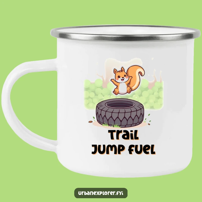 Funny Kawaii Squirrel Camping Mug: Durable Tire Leap Enamel Mug, Perfect Funny Gift