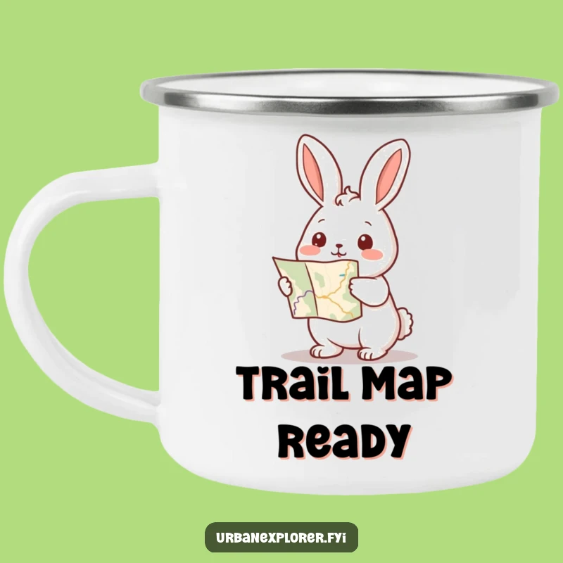 Funny Kawaii Rabbit Map Camping Mug: Adventure Fuel, Outdoor Journey Gift