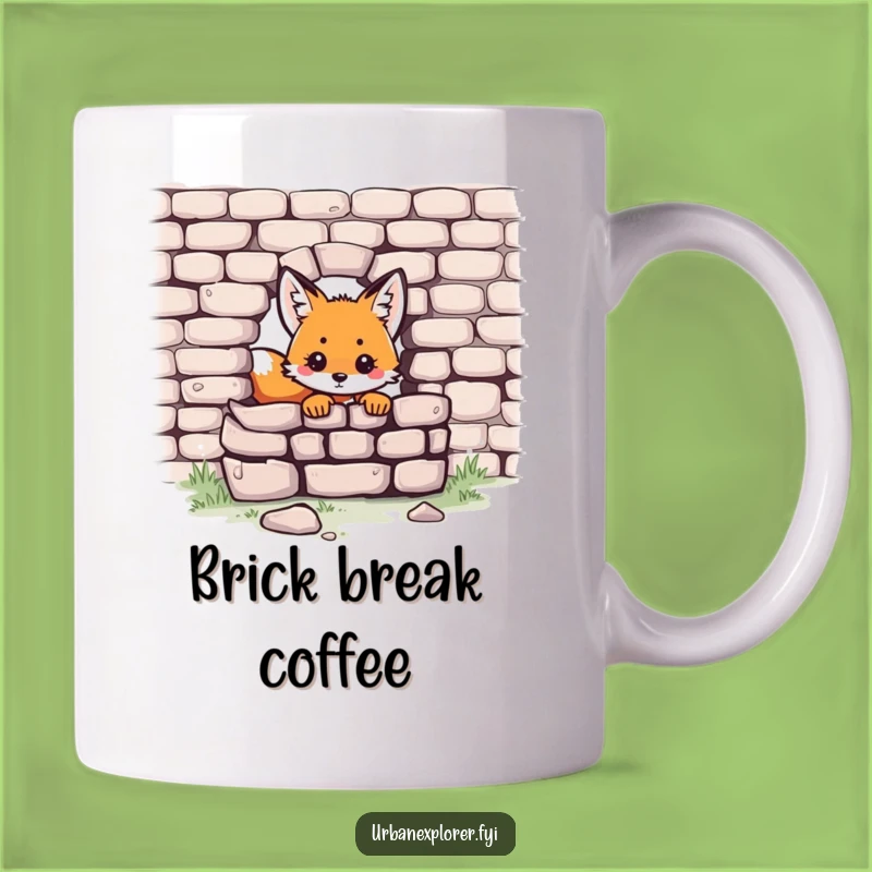 Funny Kawaii Fox Mug: Peek-a-Boo Brick Wall Fun, Adorable Gift Choice