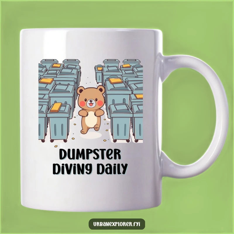 Funny Bear Dumpster Mug: Brave Explorer Surprise, Hilarious Gift