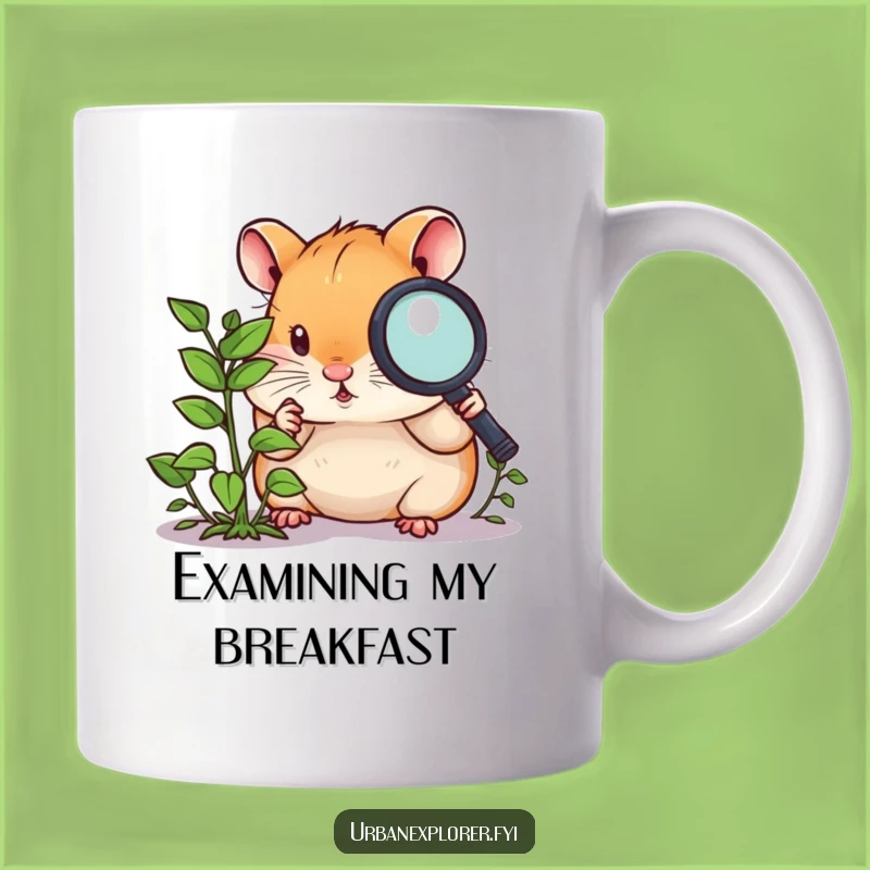Funny Hamster Magnifying Glass Mug: Curious Weed Examiner Gift