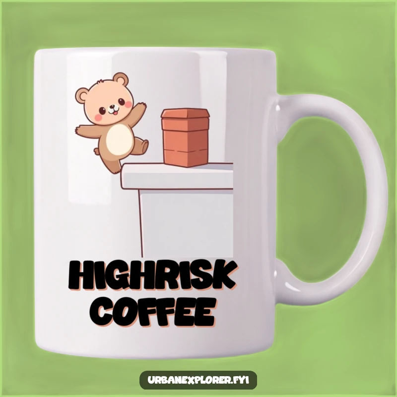Funny Kawaii Bear Mug: Dizzy Rooftop Balance Design, Perfect Funny Gift