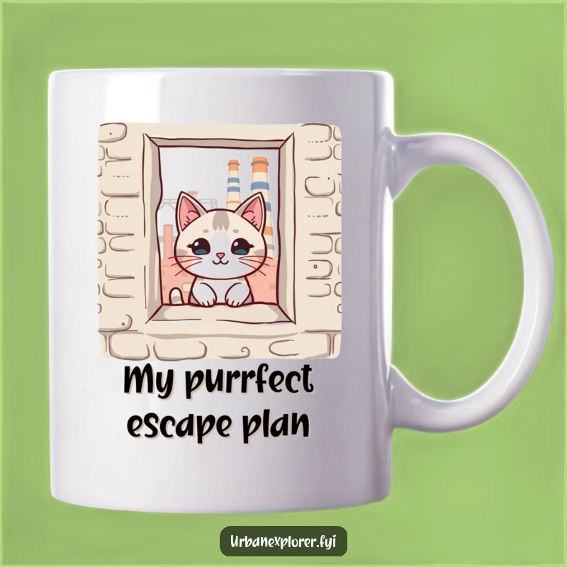 Funny Kawaii Cat Window Peek Mug - Adorable & Hilarious Old Factory Gift