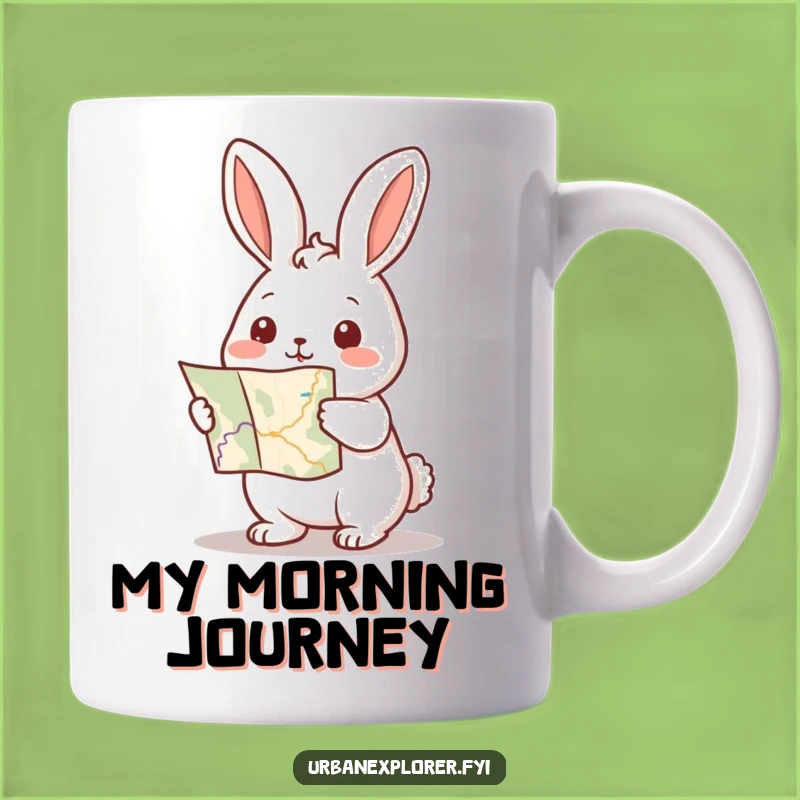 Funny Kawaii Rabbit Map Mug: Adventure Ahead Fun, Perfect Gift for Travelers