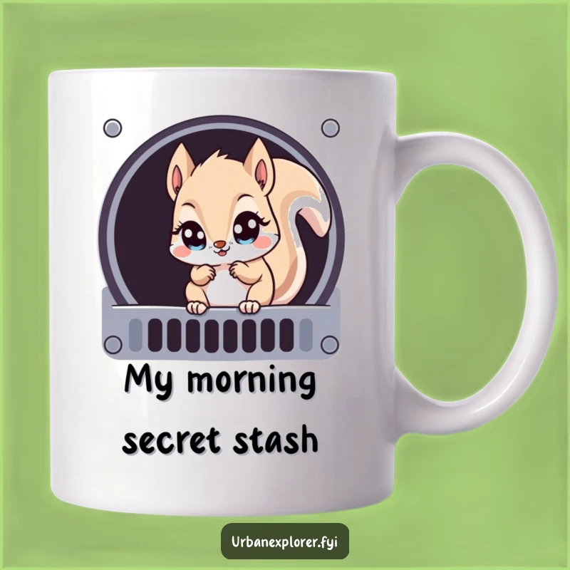 Funny Kawaii Squirrel Grate Explorer Mug: A Hilarious Gift for Animal Lovers