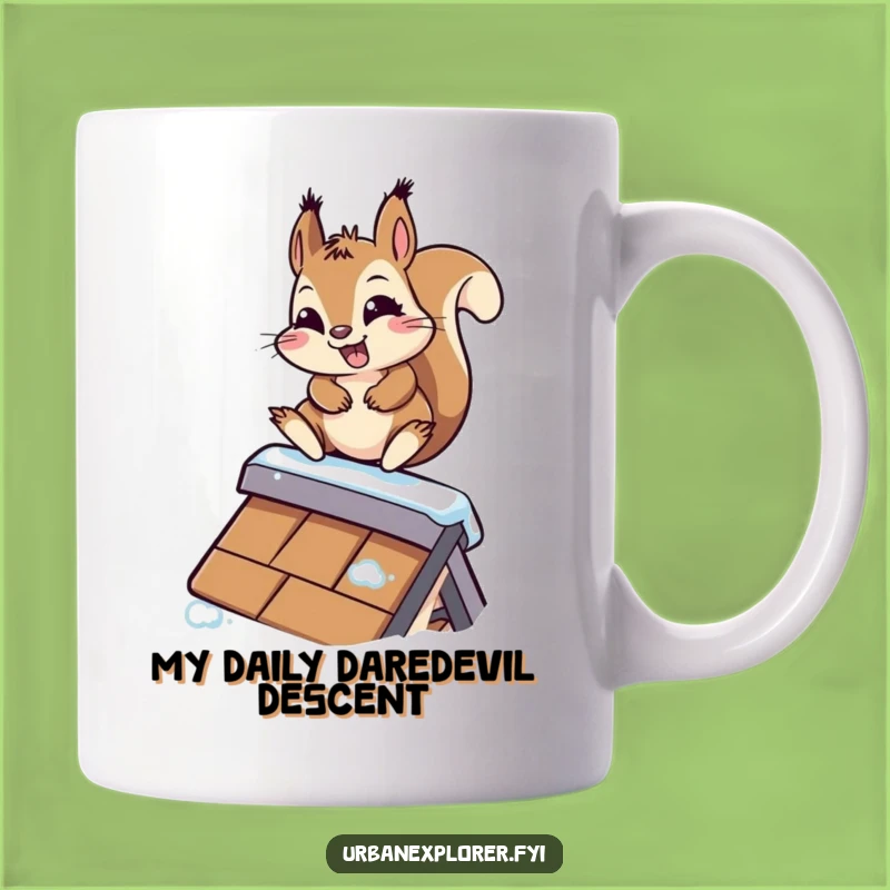 Funny Kawaii Squirrel Rooftop Slide Mug - Hilarious Gift for Animal Lovers