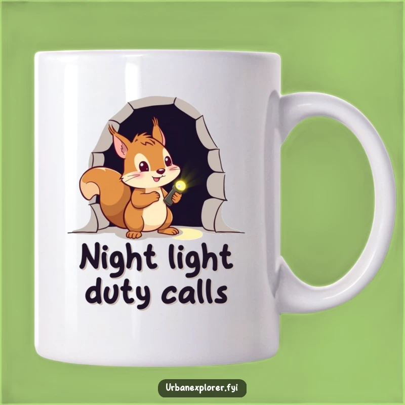 Funny Squirrel Explorer Mug: Brave Adventurer with Flashlight, Perfect Funny Gift for Hikers
