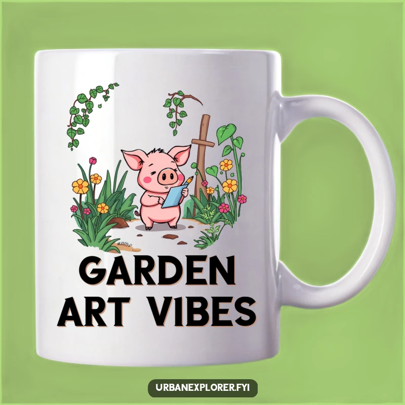 Funny Pig's Garden Mug: Forgotten Sketch Scene, a Whimsical Humor Gift