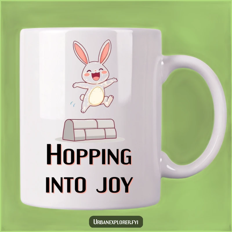 Funny Bunny Leap Mug: Joyful Urban Jumper Fun Gift