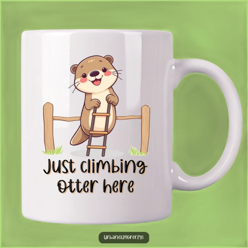 Funny Otter Climbing Fence Mug - Hilarious Animal Gift for Otter Lovers