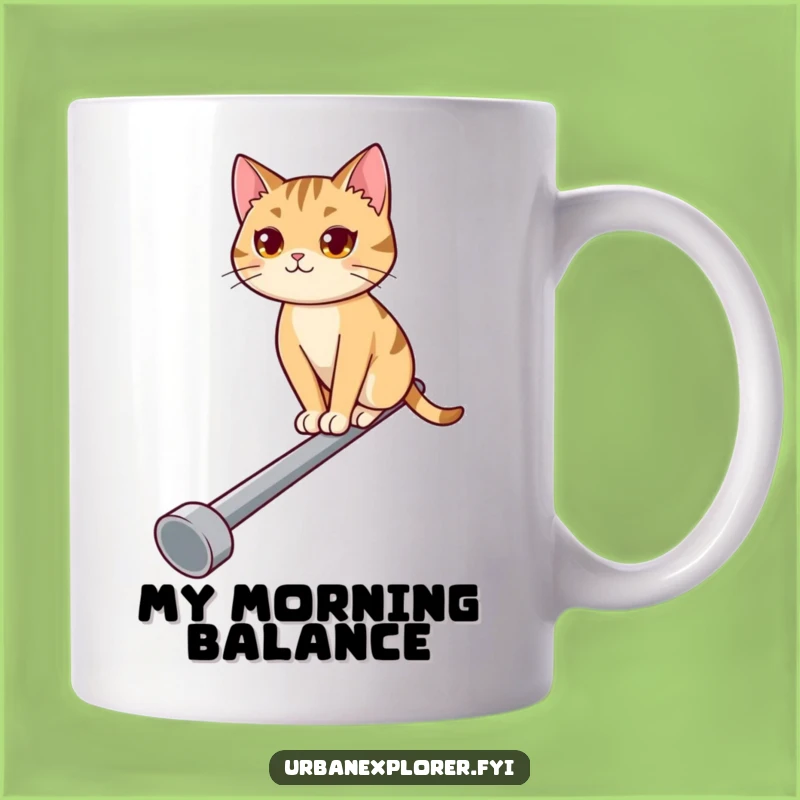 Funny Cat Balancing Mug: A Determined Feline's Funny Gift for Cat Lovers