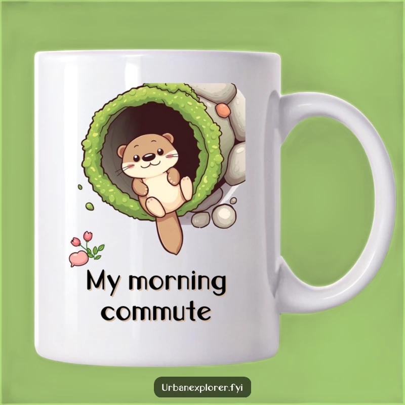 Funny Otter Drainpipe Slide Mug: Adorable Animal Fun Perfect Gift