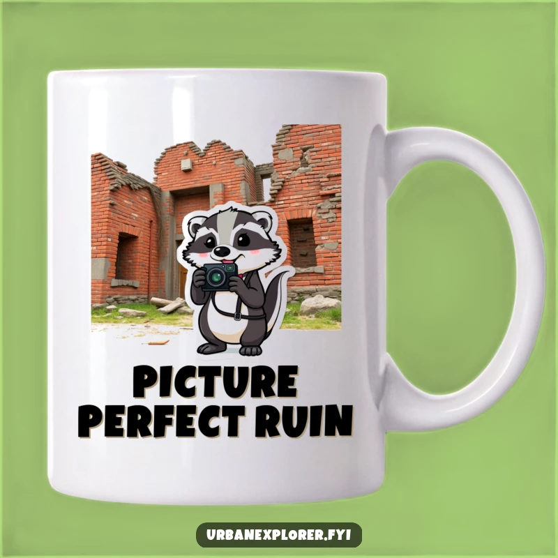 Funny Badger Photography Mug - Hilarious Crumbling Building Explorer Gift