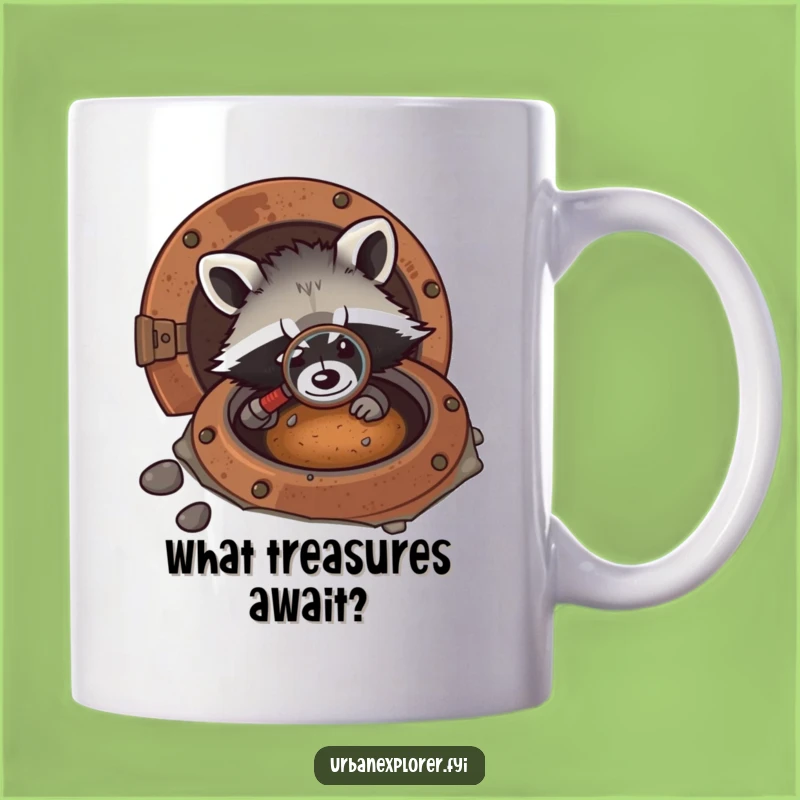 Funny Kawaii Raccoon Detective Mug - Mystery Magnifying Glass Gift for Curious