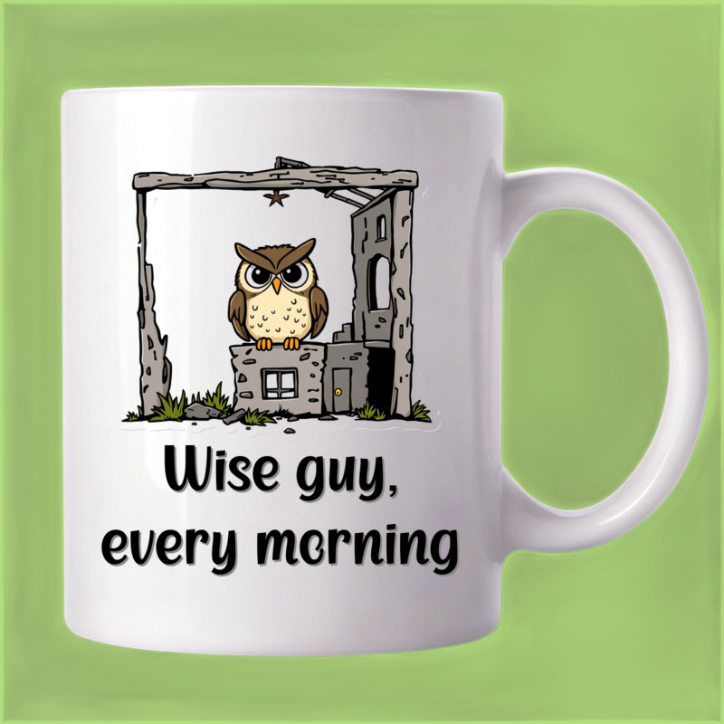 Goofy Owl in Derelict Building Mug