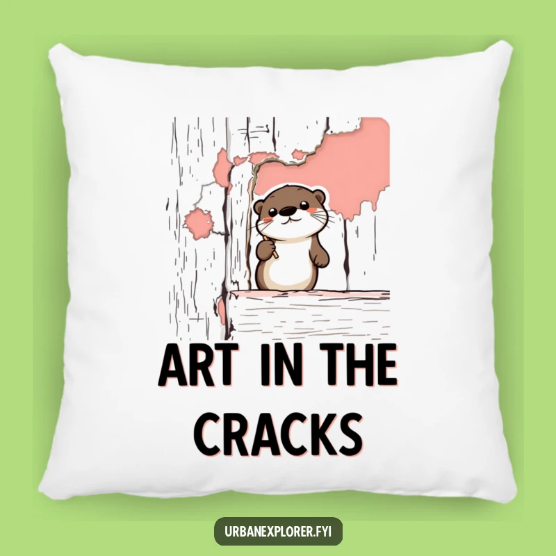 Funny Otter Pillow: Vintage Peeling Paint Comfort, a Whimsical Gift