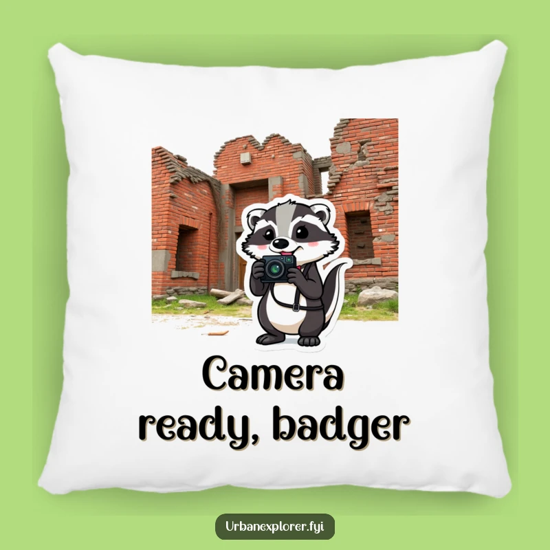 Funny Badger Photography Pillow - Comfy & Comical Decor