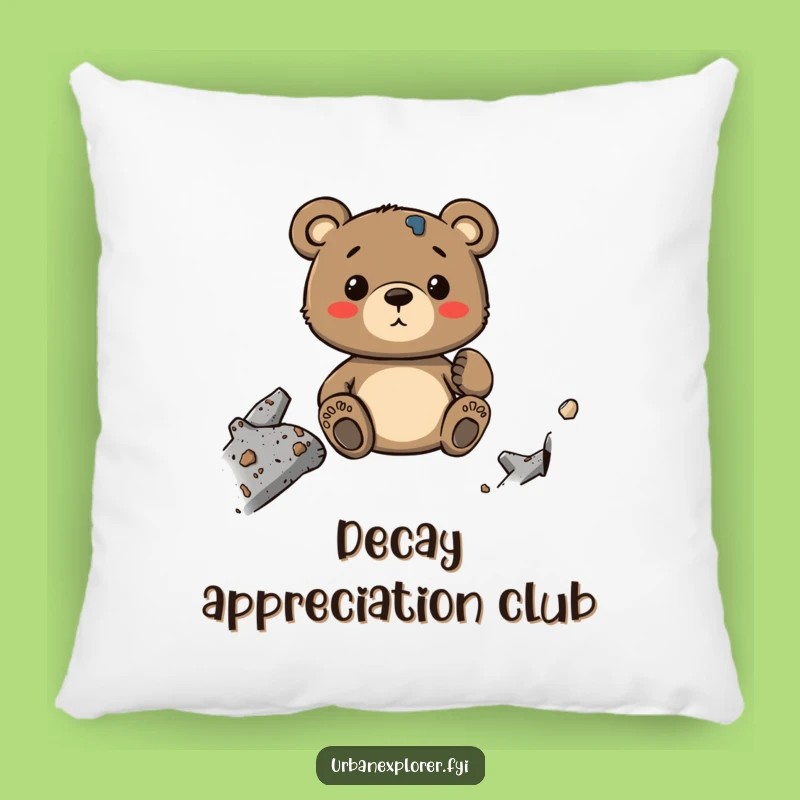 Funny Bear Pillow: Industrial Decay Comfort, a Whimsical Humorous Gift