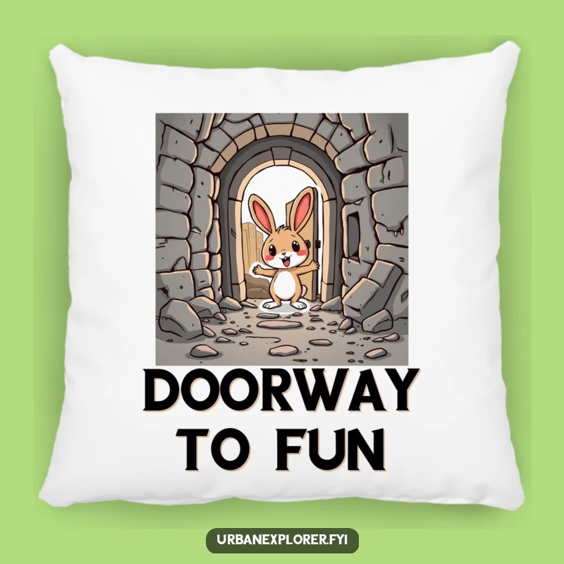 Funny Rabbit Pillow: Urban Exploration Comfort, a Whimsical Humorous Gift